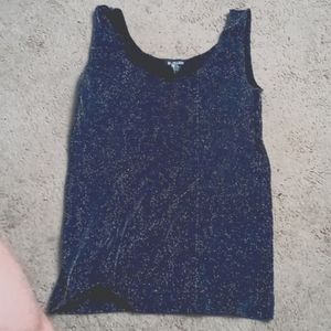 Plus size tank top bark blue with silver gillter
